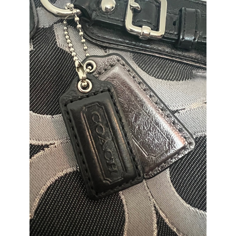 Coach Madison Optic Art Maggie Black Silver Jacquard Satchel Bag 18604 - Picture 3 of 16